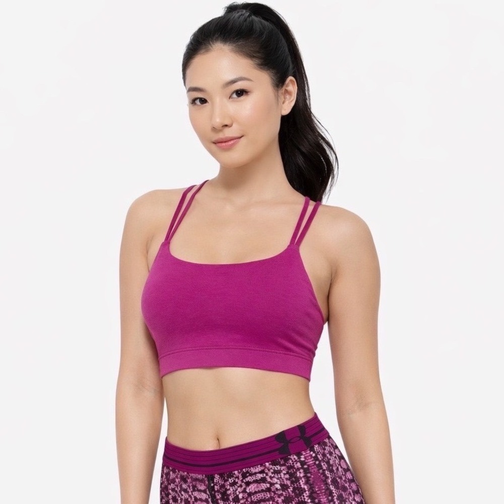 GapFit Low Impact Sports Bra Pink Strappy Back Workout Yoga Top S 102-38